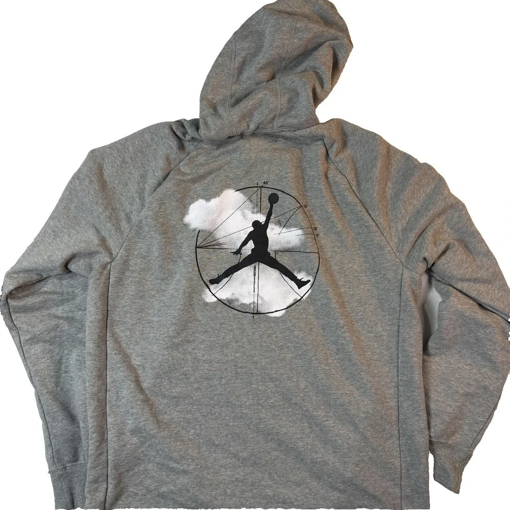 Nike‎ Jordan Hoodie Mens Medium Gray Dri-FIT Sport Jumpman Pullover Streetwear